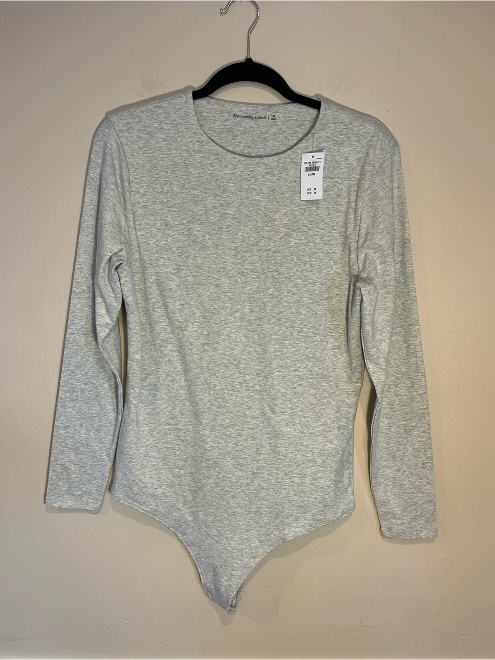 Abercrombie & Fitch Light Heather Gray Long Sleeve Bodysuit